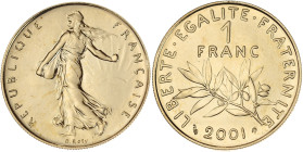 Semeuse - 1 franc 2001 - Epreuve BU
Frappe médaille.

Or - 8,00 grs - 24 mm
G.474a
SPL à FDC

Magnifique exemplaire dans sa boite d'origine et avec so...