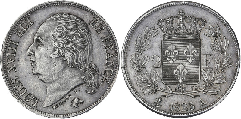 Louis XVIII - 2 francs 1823 A (Paris)

Argent - 10,05 grs - 27 mm
F.257-42 / G.5...