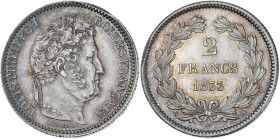 Louis-Philippe - 2 francs 1833 A (Paris)

Argent - 9,97 grs - 27 mm
F.260-17 / G.520
SPL

Magnifique exemplaire avec une patine grise. Deux plats sur ...