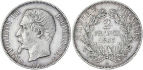 Napoléon III tête nue - 2 francs 1855 A (Paris)

Argent - 10,01 grs - 27 mm
F.262-3 / G.523
TTB

Type rare !