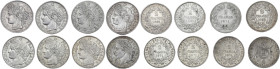 Lot 8 pièces 2 francs argent Napoléon III et Cérès

Napoléon III :
1866 BB (Strasbourg) - TTB
Cérès sans légende :
1871 K (Bordeaux) - TTB-
Cérès avec...