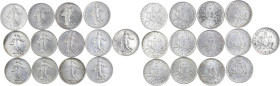 Lot 13 pièces 2 francs argent Semeuse

1899 - TTB+
1901 - SUP
1910 - SUP+
1912 - SUP+
1913 - TTB+
1914 - TTB+
1914 C - TTB
1915 - SUP+
1916 - SUP+
191...