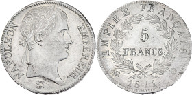 Napoléon Empereur tête laurée - 5 francs 1811 D (Lyon)

Argent - 25,03 grs - 37 mm
F.307-30 / G.584
SUP-

Superbe exemplaire ! Nettoyée et frottée....