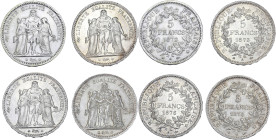 Lot 4 pièces 5 francs argent Hercule

1872 A (Paris) - TTB+, nettoyée
1873 A (Paris) - SPL, 2 coups à l'avers
1876 A (Paris) - SUP
1878 K (Bordeaux) -...