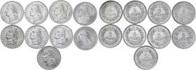 Lot 9 pièces 5 francs aluminium Lavrillier

1945 - SPL
1945 C - TTB
1946 - SUP+
1947 - SUP+
1947 B, 9 ouvert - SUP
1947 B, 9 fermé - SPL
1949, 9 fermé...