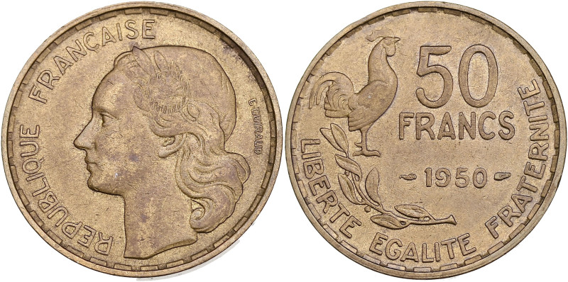 Guiraud - 50 francs 1950

Bronze-aluminium - 8,20 grs - 27 mm
F.425-3 / G.880
TT...