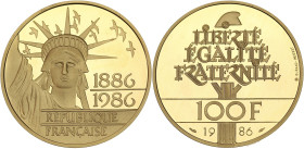 Liberté - Epreuve 100 francs 1986 - Frappe Belle Epreuve

Or (920/1000) - 17,00 grs - 31 mm
G.901
FDC

Tirage de 17 000 exemplaires. Capsule usée mais...