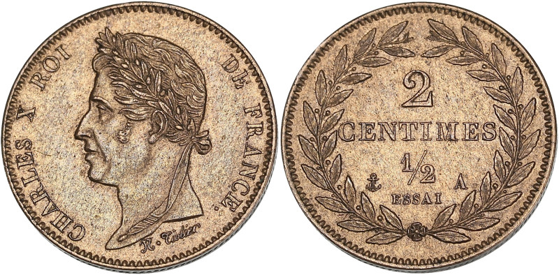 Charles X - Essai 2 centimes 1/2 non daté

Cuivre - 4,05 grs - 22 mm
VG.2618 / M...