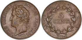 Louis-Philippe, Refonte des monnaies de cuivre - Essai au module de la 5 centimes non daté (1840)

Bronze - 5,05 grs - 26 mm
VG.2919 / Maz.1147
SUP-