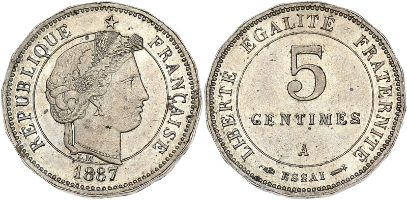 Merley - ESSAI 5 centimes 1887 A (Paris) - Type II
Avec lettre d'atelier.

Maill...