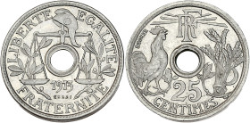 Concours de Becker, 1er essai - ESSAI 25 centimes 1913
Grand module. Flan bruni.

Nickel - 5,04 grs - 24 mm
GEM.67.2
SUP à SPL