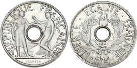 Concours de Delpech - ESSAI 25 centimes 1914
Grand module. Flan bruni.

Nickel - 5,15 grs - 24 mm
GEM.69.1var
SPL

Superbe exemplaire !