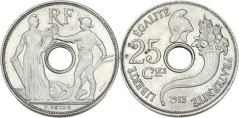 Concours de Peter - ESSAI 25 centimes 1913
Grand module. Flan bruni.

Nickel - 5...