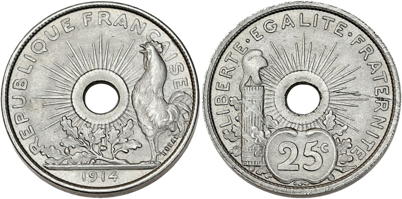Concours de Pillet, 4ème essai - ESSAI 25 centimes 1914
Petit module.

Nickel - ...