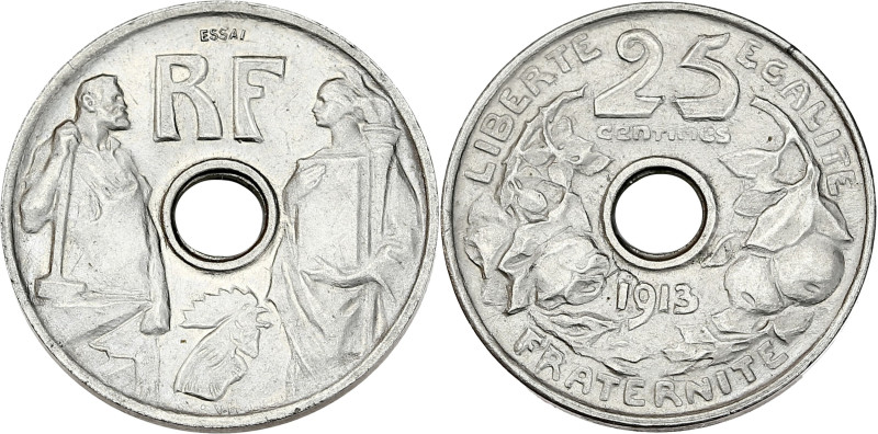 Concours de Prouvé - ESSAI 25 centimes 1913
Grand module.

Nickel - 5,05 grs - 2...