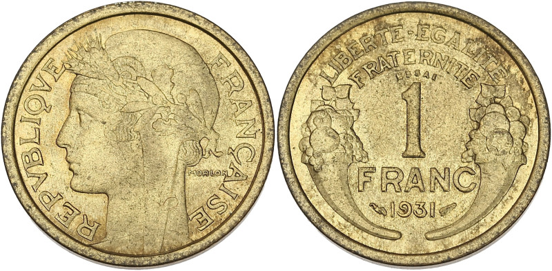 Morlon - ESSAI 1 franc 1931

Bronze-aluminium - 4,00 grs - 23 mm
F.219-1 / G.470...