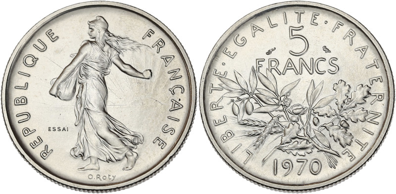 Semeuse - ESSAI 5 francs 1970

Nickel - 10,00 grs - 29 mm
F.341-1 / G.770
SPL à ...