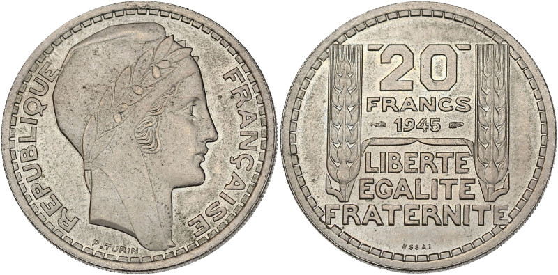 Turin - ESSAI 20 francs 1945
Rameaux courts

Cupro-nickel - 10,00 grs - 30 mm
GE...