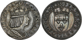 Essai en argent au type du ducat d'or de Naples de Louis XII non daté

Argent - 4,90 grs - 24 mm
VG.3963var
SUP+

Superbe exemplaire !