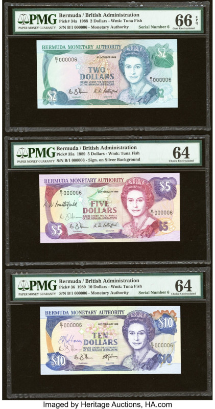 Matching Serial Number 6 Bermuda Monetary Authority 2; 5; 10; 20; 50; 100 Dollar...