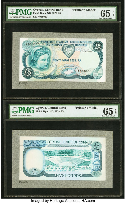 Cyprus Central Bank of Cyprus 5 Pounds 1.6.1979 Pick 47pm Front and Back Printer...