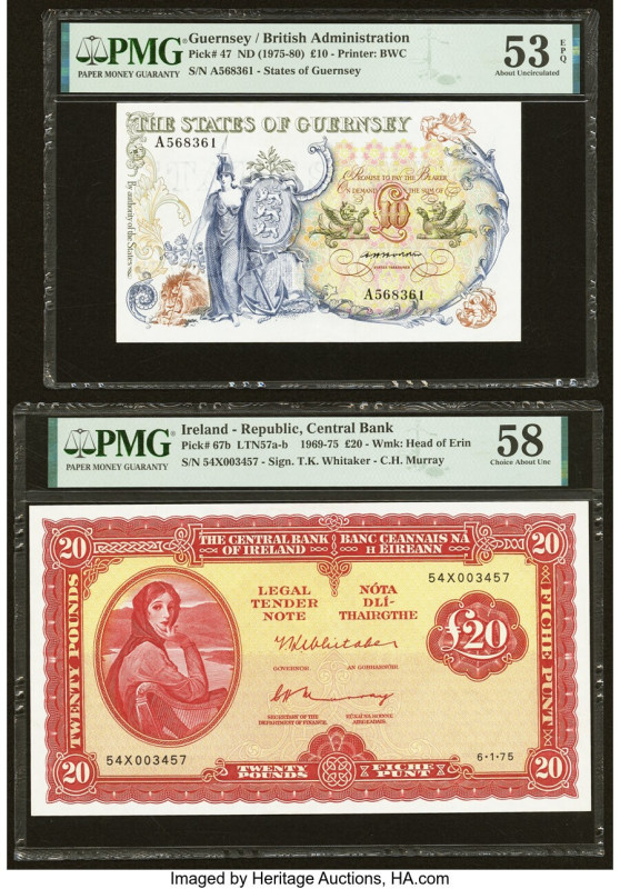 Guernsey States of Guernsey 10 Pounds ND (1975-80) Pick 47 PMG About Uncirculate...