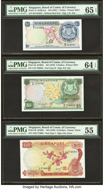 Singapore Board of Commissioners of Currency Group Lot of 5 PMG Graded Examples....