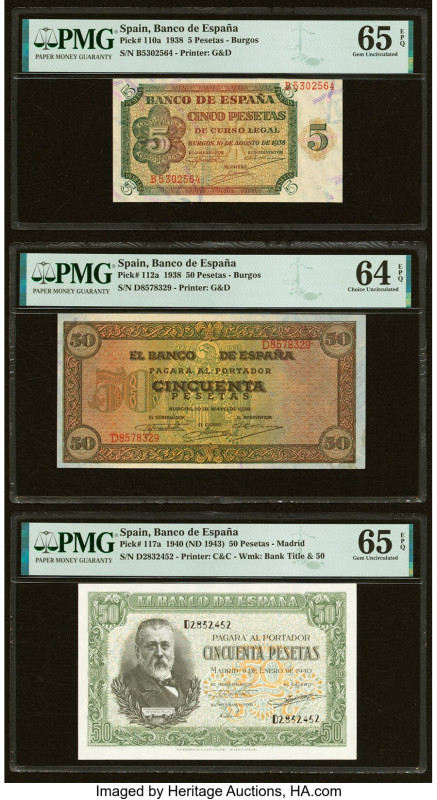 Spain Group Lot of 5 PMG Graded Examples. This lot includes the following notes:...