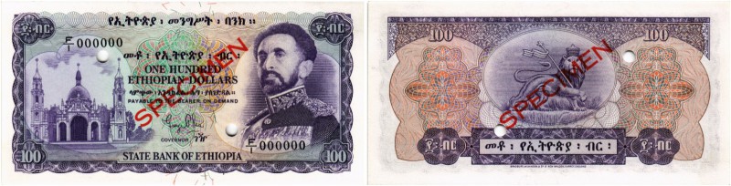 BANKNOTEN. Äthiopien. Kaiserreich. Bank of Ethiopia. 100 Dollars o. J. (1961). S...