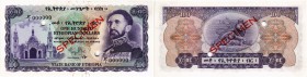 BANKNOTEN. Äthiopien. Kaiserreich. Bank of Ethiopia. 100 Dollars o. J. (1961). Specimen. Beidseits roter Aufdruck diagonal SPECIMEN. Titel: GOVERNOR. ...