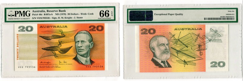 BANKNOTEN. Australien. Australia Reserve Bank. 20 Dollars o. J. (1979). Sign. Kn...