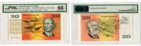 BANKNOTEN. Australien. Australia Reserve Bank. 20 Dollars o. J. (1979). Sign. Knight/Stone. Pick -46c. PMG 66. I / Uncirculated. (~€ 125/USD 140)