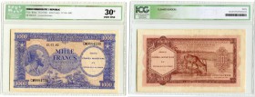 BANKNOTEN. Belgien. Banque Centrale du Congo Belge et du Ruanda-Urundi. 1000 Francs 1962, 15. Februar. Pick 2a. ICG 30. III / Very fine. (~€ 220/USD 2...