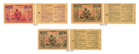 BANKNOTEN. Belgien. "Loterie Coloniale" für Belgisch Kongo. Lot. 1945. 11 Francs, Tranche 6. 11 Francs, Tranche 7 (2). Interessante Kuriositäten. Selt...