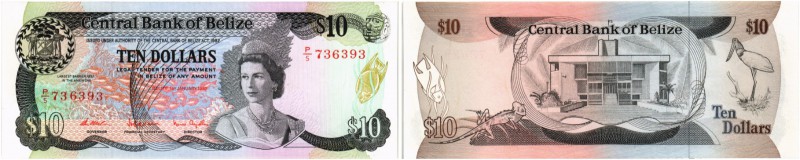 BANKNOTEN. Belize. Central Bank of Belize. 10 Dollars 1987, 1. Januar. Pick 48a....