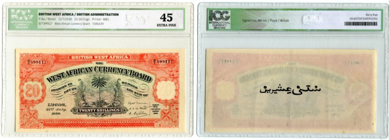 BANKNOTEN. Britisch Westafrika. West African Currency Board. 20 Schillings 1930,...