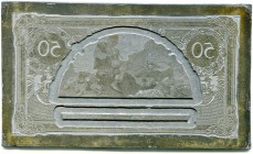 BANKNOTEN. Bulgarien. Königreich. Entwürfe und Proben von Banknoten o. J. (1920). Druckplatte zu einer Banknotenprobe zu 50 Leva. In einem halbkreisfö...