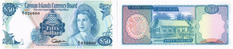 BANKNOTEN. Cayman Inseln. Cayman Islands Currency Board. 50 Dollars L. 1974 (198...