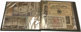BANKNOTEN. Deutschland nach 1918. Papiergeld der deutschen Eisenbahnen und der Reichspost. Lot. Album mit ca. 145, meistens verschiedenen, Notgeldsche...