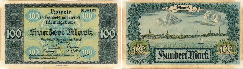BANKNOTEN. Deutschland nach 1918. Deutsche Nebengebiete. Memel. 100 Mark 1922, 2...
