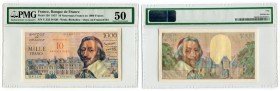 BANKNOTEN. Frankreich 4. Republik (1947-1958). Banque de France. 10 Nouveaux Francs über 1000 Francs o. J. (1957, altes Datum). Pick 72d. PMG 50. -I /...