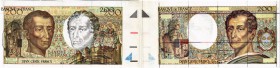 BANKNOTEN. Frankreich 5. Republik (1958-). Banque de France. 200 Francs o. J. Probe / Projekt. Typ. Montesquieu (1981-1994). Pick 155 var. Sehr selten...
