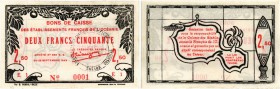 BANKNOTEN. Frankreich / Französische Territorien. Chambre de Commerce des Établissements Français de l’Océanie. 2,50 Francs 1943, 25. September. Serie...