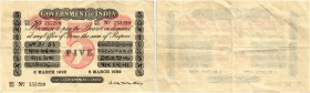 BANKNOTEN. Indien. Britische Administration. Government of India. 5 Rupees 1922, 6. März. Signatur: A. C. Mc Watters. Pick A6h. Nadellöcher / Pin hole...