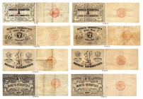 BANKNOTEN. Italien. Alte Italienische Staaten. Lombardo-Veneto / Moneta Patriottica. Lot. 1848. 1 Lira (2). 2 Lire (2). 3 Lire (2). 5 Lire (2). Gav. 4...