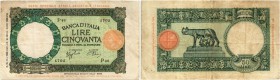 BANKNOTEN. Italien. Königreich Italien. Banca d’Italia. 50 Lire 1939, 14. Januar. Serie Speziale Africa Orientale Italiana. Signaturen: Azzolini/Urbin...