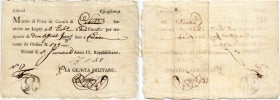 BANKNOTEN. Italien. Königreich Italien. Dokument. Varia 1801, 26. März. (5. Germinal an IX) . Übergabe von 2 Pferden, ausgestellt durch die Militärjun...