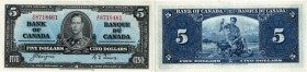 BANKNOTEN. Kanada. Britische Administration (ab 1763). Bank of Canada. 5 Dollars 1937, 2. Januar. Signaturen: Coyne/Towers. Pick 60c. -I / About uncir...