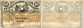 BANKNOTEN. Kolumbien. Cundinamarca. 10 Pesos 1871, 5. Juni. Bono Flotante, verzinslich zu 3%. Pick S163. Selten in dieser Erhaltung / Rare in this con...