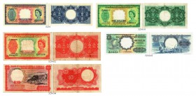 BANKNOTEN. Malaya und British Borneo. Britische Administration. Board of Commissioners of Currency. Lot. Diverse Jahre. 1 Dollar. 5 Dollars. 10 Dollar...